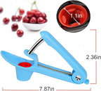 Cherry Pitter Tool,Cherry Pitter Cherry Stone Remover Tool for Making Cherry Jam Cherries Corer Pitter Tool，Cherry Pitter Olive Pitter with Space-Saving Lock Design,Cherry & Olive Pitter (Blue)