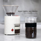 Bodum Bistro Electric Conical Burr Coffee Grinder, Preset Timer, 12 Grind Settings, White