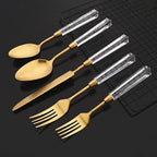 JASHII 20pcs 304 Stainless Steel Gold Flatware Cutlery Set, Matte Finished Knife Fork Spoon Set, Creative Handle,Service for 4, Dishwasher Safe for Home Wedding Hotel