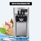 Commercial Soft Serve Ice Cream Machine 3 Flavor Ice Cream Maker Sorbet Frozen Yogurt Gelato LED Display Desktop Type 1200W 110V