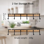 Kitchen Utensil Hanger, Wall Mout Kitchen Utensil Holder Organizer Rack with 6 Hooks, 2 Set Kitchen Wall Hooks for Hanging Utensils