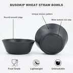 36 oz Large Cereal Bowls Set of 6, Alternative to Plastic Popcorn Bowls Reusable, Unbreakable Wheat Straw Bowls, Microwave Safe Large Cereal Bowl for Kitchen, Serving, Camping(Black)