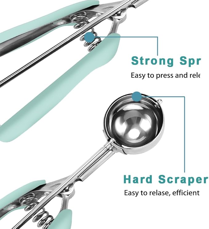 Cookie Scoop 1.5 Tablespoon, Size #50 Cookie Dough Scoop, Cookie Scoop for Baking, Mint, Spring-Loaded Scoop, Comfortable Grip