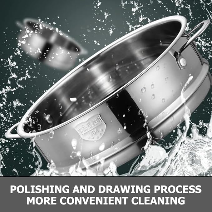 HEMOTON Stainless Steel Stackable Steamer Basket: 22cm Metal Steamer Pot Insert Pan Steaming Cookware for Dumpling Eggs Bun Dim Sum Meat Fish Rice Vegetable