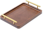 Bamboo Serving Tray with Gold Handles, Food Tray for Breakfast,Coffee Table,Dinner & Bar, Decorative Tray for Kitchen, Bedroom (Small)