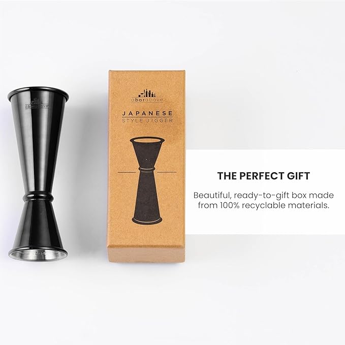A Bar Above Premium Japanese Jigger 8 Precise Measurement Markings, Heavy Duty 304 Stainless Steel Double Cocktail Jigger for Professional Bartenders & Home Use, Durable Bar Tool for Accurate Pouring
