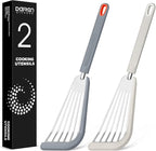 Silicone Fish Spatula Turner Set of 2, Thin Slotted Spatulas Turner for Nonstick Cookware,Heat Resistant Flexible Stainless Steel Kitchen Cooking Spatula Flipper for Fish, Egg, Pancake (KG)