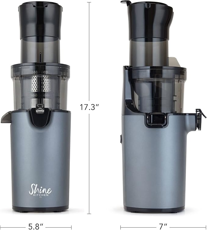 Shine SJX-1 Easy Cold Press Juicer with XL Feed Chute and Compact Body, Gray