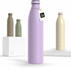 LARS NYSØM Stainless Steel Insulated Water Bottle 12oz 17oz 25oz 34oz 51oz | Insulated Thermo Flask for Hot and Cold Beverages | Leakproof Drinking Bottle (Lavender Purple, 33.9oz)