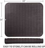 Silicone Dish Drying Mat for Multiple Usage,Easy clean,Eco-friendly,Heat-resistant Silicone Mat for Kitchen Counter or Sink,Refrigerator or Drawer Liner Coffee XL 18 inches x 16 inches