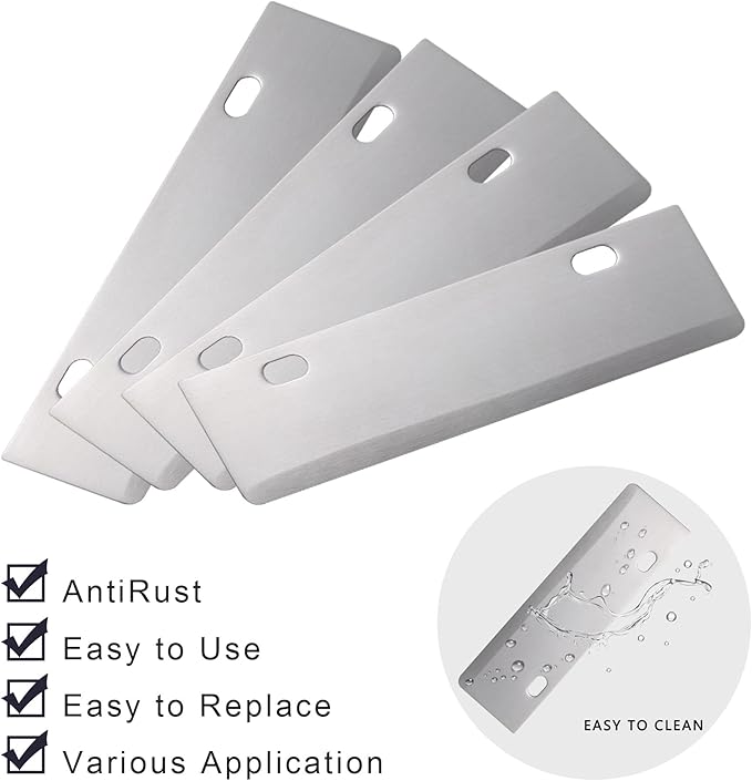 DELFINA 4 Pcs Grill Scraper Blade Replacement, Stainless Steel Outdoor Barbecue Cleaning Tools, Heavy Duty Accessories for BBQ