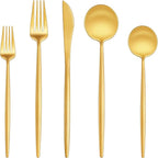 EUIRIO 40-Piece Matte Gold Silverware Set, Modern Flatware Set for 8, Premium Stainless Steel Cutlery Set with Forks Spoons and Knives, Heavy Duty Kitchen Utensils Set, Heavy Duty Dishwasher Safe