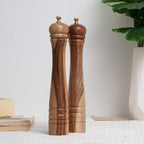 Salt and Pepper Mill Set, Pepper Grinder with Adjustable Stainless Steel Grinder, Salt Grinder with Ceramic Grinder, Acacia Wood, Height 30 cm / 12 inch