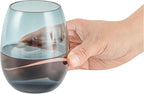 Restaurantware-Vetri 15 Ounce Wine Glasses, 6 Dishwashable Stemless Wine Glasses - No Lead, Durable, Blue Glass Stemware, For Home, Bar, Or Restaurant, Serve Merlot, Chardonnay, Or Bordeaux