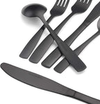 Matte Black Silverware Set, Satin Finish 30-Piece Stainless Steel Flatware set, Tableware Cutlery Set Service for 6, Utensils for Kitchens, Dishwasher Safe