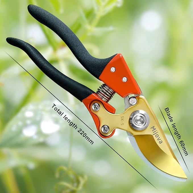 Garden Pruners, Heavy Duty Garden Clippers,Pruning Shears with Adjustable Thumb Lock,Hand Gardening Tools Pruners,Stainless Steel Sharp Gardening Scissors (MJ003)