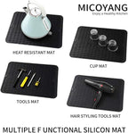 Silicone Dish Drying Mat for Multiple Usage,Easy clean,Eco-friendly,Heat-resistant Silicone Mat for Kitchen Counter or Sink,Refrigerator or drawer liner Black L 16 inches x 12 inches