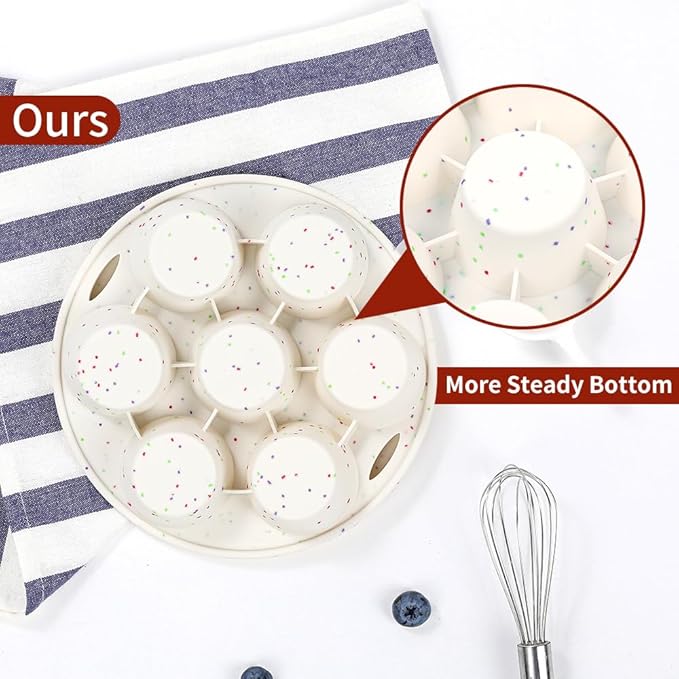 GOKCEN's Silicone Egg Bite Molds [2 Pack] Air Fryer Accessories - Fit Air Fryer 5,6,8 qt Pressure Cooker - Food Freezer Tray - Reusable Storage Container (Round - Confetti)