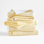 Realm 100% Cotton Dobby Textured Kitchen Dish Cloths | Ochri Yellow 13" x 13" Inch Soft, Plush & Absorbent Quick Drying Dish Towels (6 Pack)