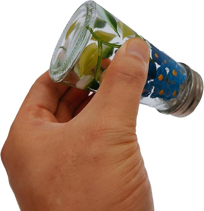 Hand Painted Salt and Pepper Shaker Set with S and P Stainless Lids (Blue Hydrangeas)