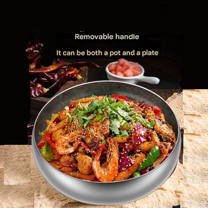 Titanium Hammered Pan with Lid, Thickened Multi-Layer Stock Pot, Titanium Wok Pan, Scratch-Resistant Non Stick Titanium Frying Pans, Even Heating for Cooking,9.44in/lid