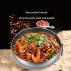 Titanium Hammered Pan with Lid, Thickened Multi-Layer Stock Pot, Titanium Wok Pan, Scratch-Resistant Non Stick Titanium Frying Pans, Even Heating for Cooking,11.02in/lid