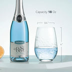 SHOSHIN Stemless Wine Glass, 18Oz Wine Glasses Set of 4, Hand Cut Premium Unique Wine Glasses, Crystal Wine Glass for Red and White Wine, Handmade Gifts for Women, Men and Friends