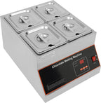 Chocolate Melting Pot, 500W 12kg/26.5lbs Electric Chocolate Tempering Machine, Stainless Steel Commercial Chocolate Melter Food Warmer for Catering Restaurant, 4 Tanks, 32-203°F