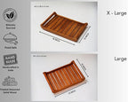 Set of 2 Romper Teak Wood Rectangular Serving Tray for Home/Kitchen/Restaurant/Office Organizer/Dining Table|Premium Wooden Trays| 18 X 12 ; 15 x 10 inches | Handcrafted in India