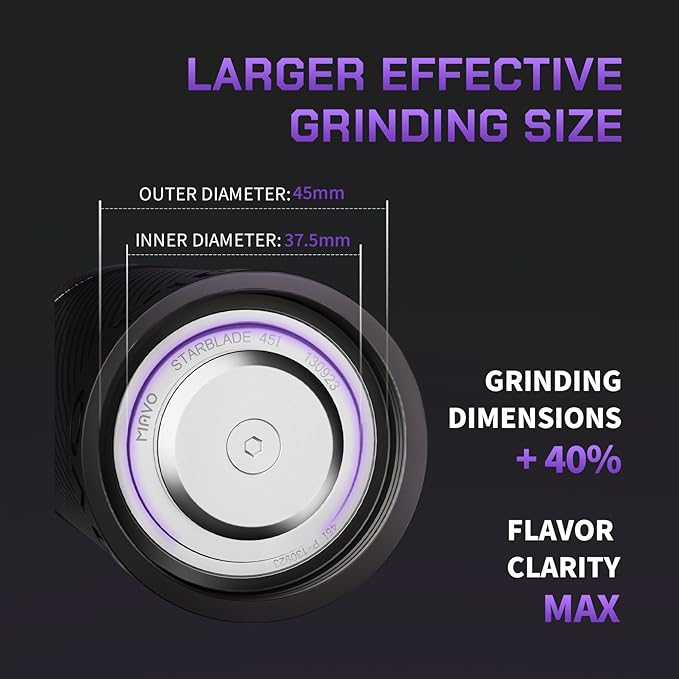 MAVO Manual Coffee Grinder, Phantox Pro Burr Coffee Grinder, Professional 45mm Stainless Steel Grinding Core, Capacity 30g, 120 Clicks Adjustment, Hand Coffee Grinder for Espresso, Pour Over, Silver