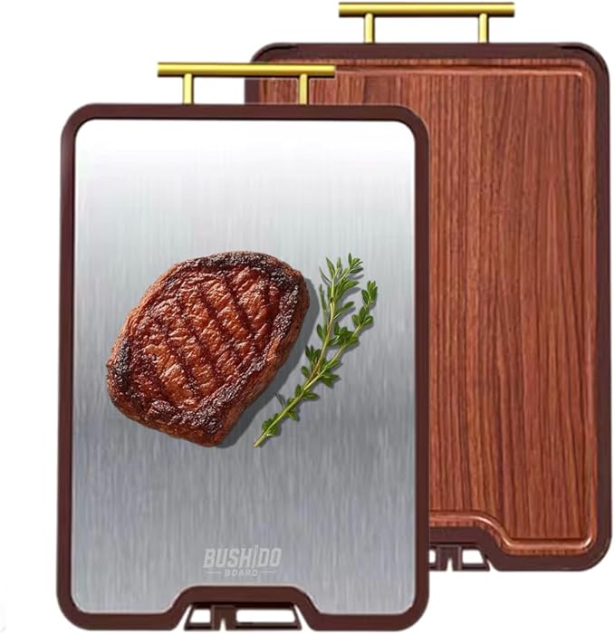 Titanium Cutting Board Double Sided, Wood Cutting Board for kitchen, GR1 Titanium & Walnut Wood Large Chopping Board for meat with Juice Groove for Meat & Veggies. 16.3”x11”x1”