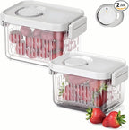 vacane Dishwasher Safe Berry Keeper, Produce Saver, Clear Fruit Containers, BPA-Free Lettuce Keeper, Keep Food Fresh, 3.8 Cup