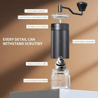 Hand Coffee Grinder Conical Burr for Espresso French Press Pour Over Double Bearing External Adjustment Capacity 25g (Stainless Steel Burr-Black)