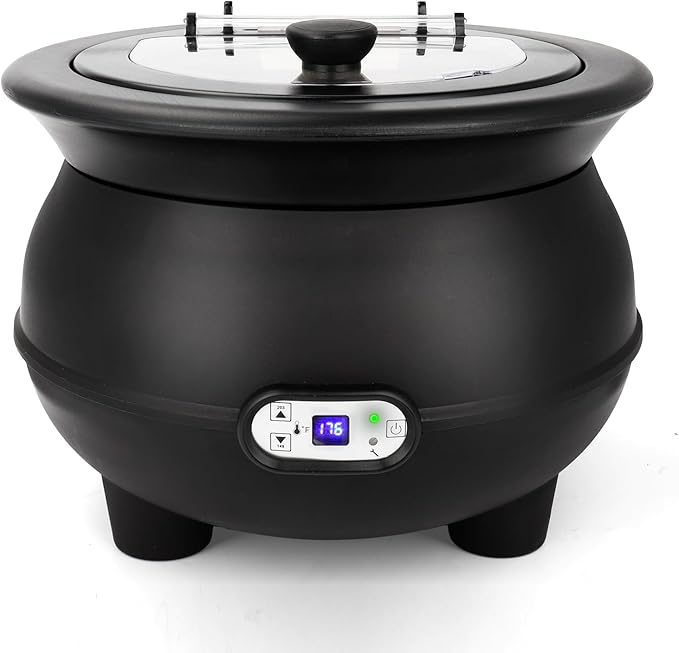 YUANHAO 8 Qt. Black Soup Kettle Warmer - 120V, 450W