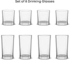 JoyJolt Alain Drinking Glasses Set of 8 Glass Tumblers. Highball 14oz Bar Glasses and Lowball 10oz Rocks Glasses Set. Cocktail, Juice, Whiskey Glasses or Water Glasses. Kitchen or Bar Glassware Set