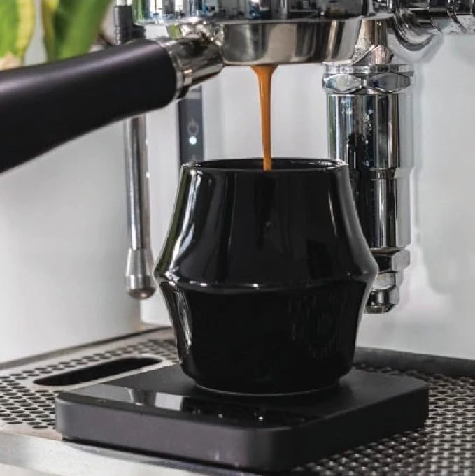 KRUVE CASCADE Porcelain Coffee Cups, 2.5oz Double-Walled Espresso Cups, Sensory Espresso Coffee Mug Set for Heat Retention, Black Porcelain Drinking Glasses with Enhanced Aroma, Elegant Cup Design