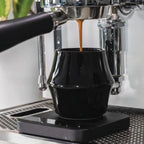 KRUVE CASCADE Porcelain Coffee Cups, 2.5oz Double-Walled Espresso Cups, Sensory Espresso Coffee Mug Set for Heat Retention, Black Porcelain Drinking Glasses with Enhanced Aroma, Elegant Cup Design