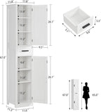 WEENFON 67 Tall Bathroom Cabinet with 6 Shelves & 1 Drawer, Narrow Storage Cabinet with Adjustable Shelves, Silm Cabinets for Bathroom, Living Room, Kitchen, White