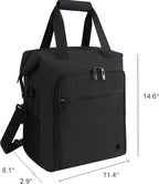 ALLCAMP 6 Bottle Wine Gift Bag - Insulated Tote Cooler, Adjustable Strap, Includes 6 Wine Glasses, Napkins & Corkscrew, Portable Travel Gifting(Black)