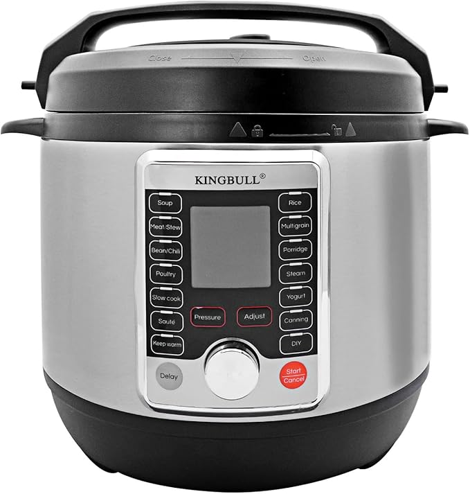 KINGBULL 12-in-1 Electric Pressure Cooker, Slow Cooker, Rice Cooker, Steamer, Sauté, Yogurt Maker & Warmer, One-Touch Programs,Support DIY,Stainless Steel/Black. (8 Quart)