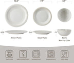 Famiware Garden Plates and Bowls Sets, 18-Piece Dishes Set for 6, Scratch Resistant Kitchen Dishes Dinnerware Set - Microwave and Dishwasher Safe, Reactive Glaze and Embossed Stoneware, White