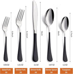 20 Piece Black 18/0 Flatware Utensil Set for 4, Include Dinner Knife,Dinner Forks,Dinner Spoons,Salad Forks,Teaspoons,Silverware Set for 4, Dishwasher Safe