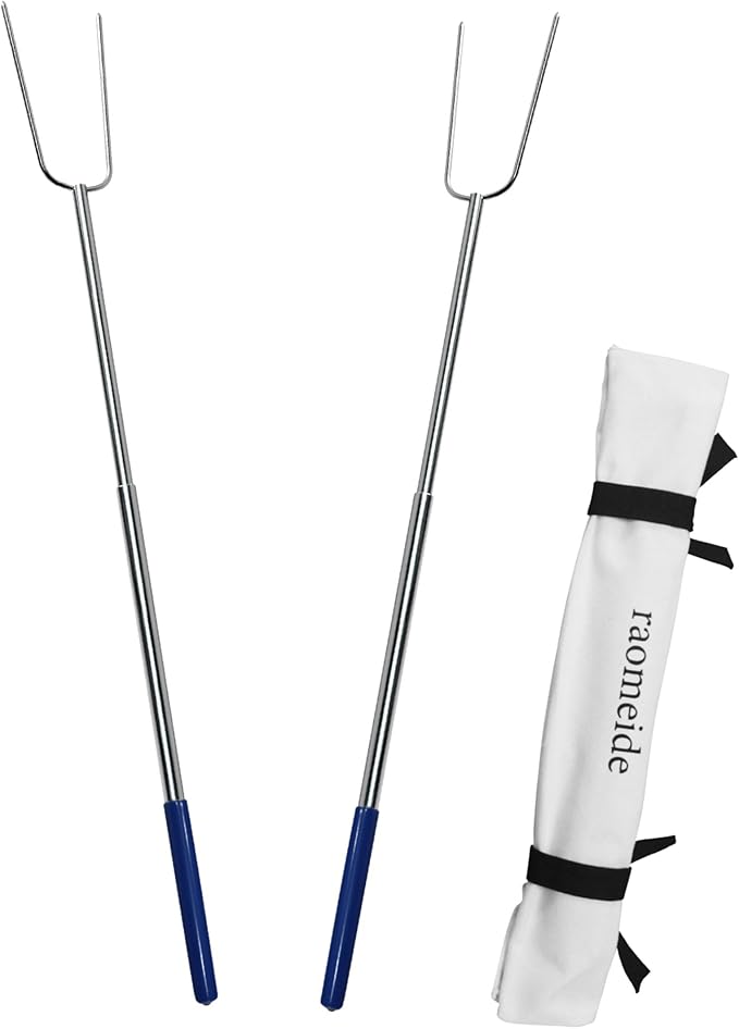 32" Heavy Duty Hot Dog Roasting Sticks for Campfire, Smores Sticks for Fire Pit Long, Marshmallows Skewers (2 Pack)