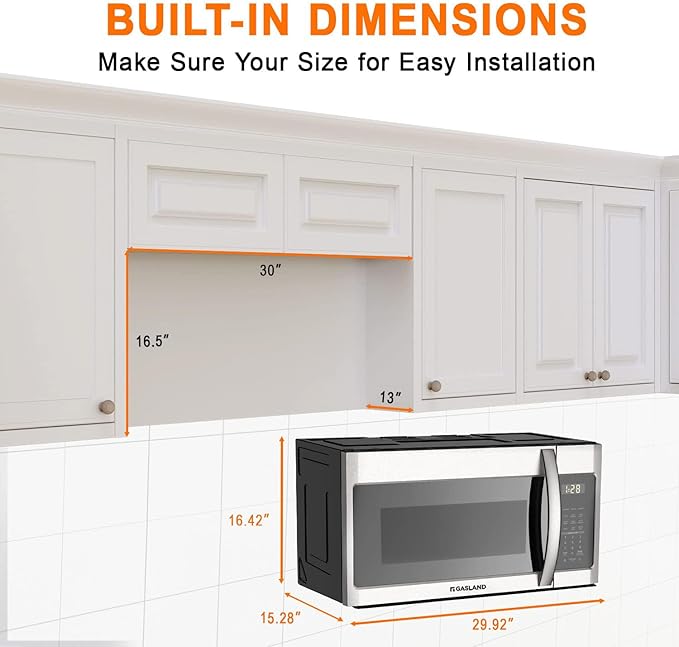 GASLAND 30 Inch Over the Range Microwave Oven, 1.9 Cu.ft. Above Stove Microwave, 11 Power Levels, One Touch Cooking, 400 CFM,1000W, LED, Turntable, Sensor Cook, Over Stove Microwave, Stainless Steel