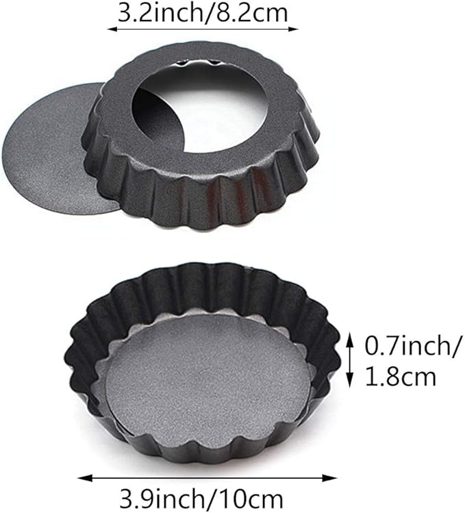Mini Tart Pans, Nonstick 4 Inch Mini Quiche Pan Removable Bottom Tart Pan Set of 6 (4-Inch)