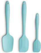 Silicone Spatula 3-piece Set, Ergonomic Handle High Heat-Resistant Spatulas, Non-stick Rubber Spatulas with Stainless Steel Core, Aqua Sky