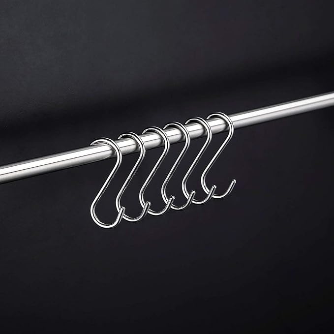 RHBLME 100 Pack S Hooks - 2.8 Inch Small Heavy Duty Stainless Steel S Hooks for Hanging Jeans, Cooking Utensils, Potted Plants, etc