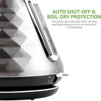 OVENTE Retro Electric Kettle, 1.7L Stainless Steel Tea Kettle, 1500W Fast Heating Hot Water Boiler with LED Indicator Light, Auto Shut-Off & Boil-Dry Protection, BPA-Free Teapot, Silver KS755BR