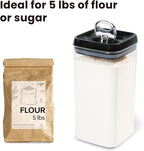 Felli Flip Tite Storage Container with Lid 6" XL Air Tight Ring Lock Top, Clear Acrylic Canister Set for Kitchen, Pet Cat Dog Food Treats, 5 lb Flour Sugar Pantry Organizer (Nest-L, Black)