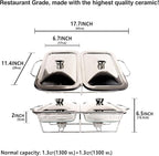 Casserole Dish Rectangle 2-in-1 Glass Baking Dish, with Stainless steel Lid and Silver rack, 1.3 Qt x 2 pcs Baking Pan For Casserole & Lasagna, Dishwasher Oven Freezer Microwave Safe